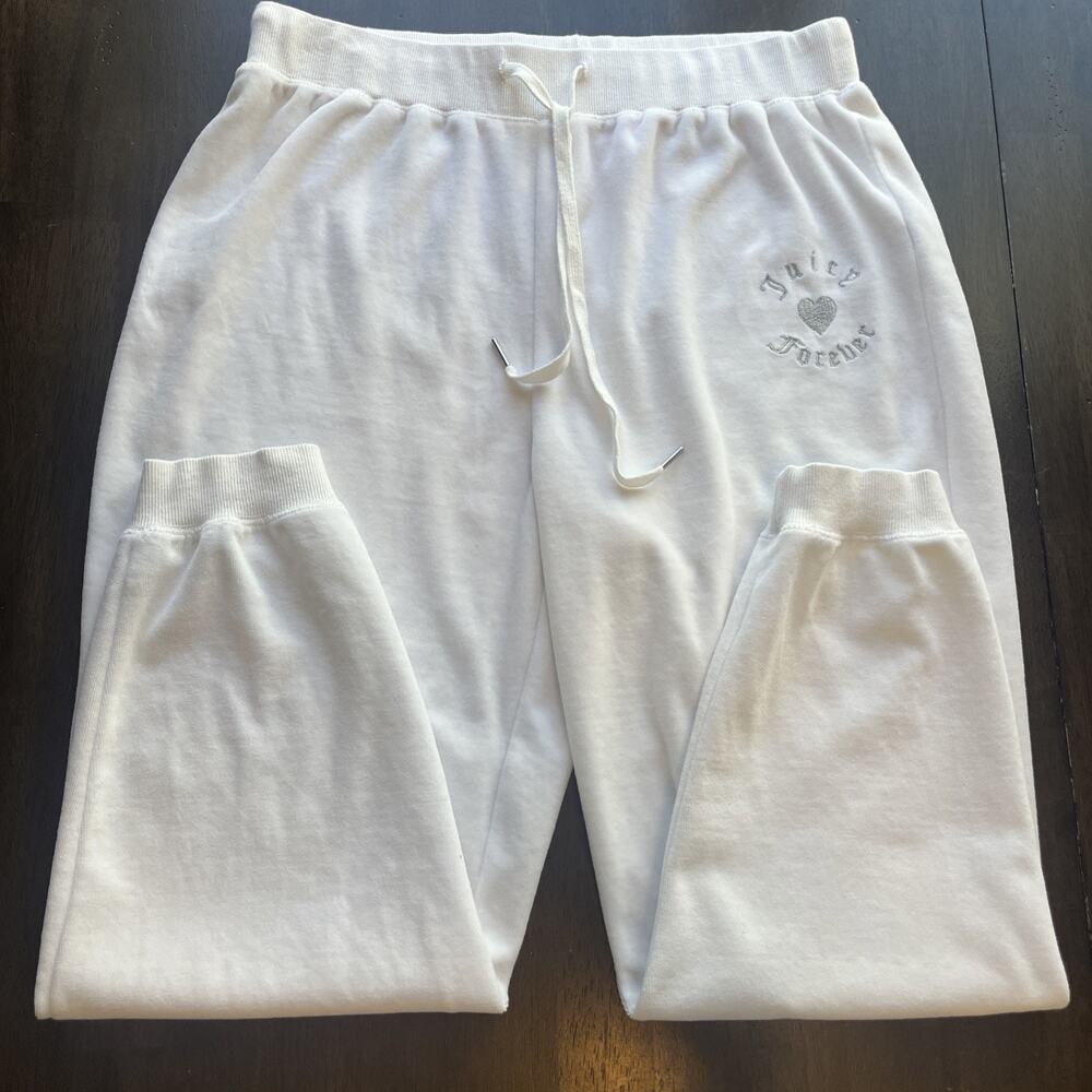 Juicy Couture Velour Track Pants White Rhinestone Logo Y2K Style Women’s Plus 1X